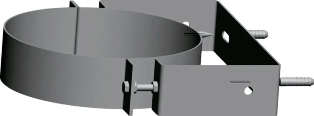 Wandhalterung aus Edelstahl mit runder Halterung und verstellbarem Montageprofil, geeignet für verschiedene Anwendungen. Produkt von Wolf.